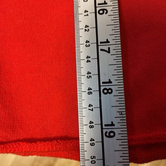 Mickey Mouse cropped red hoodie size Large. Black writing. Embroidered Mickey - Picture 12 of 12